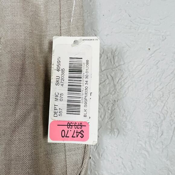 NEW! Zac Classic Fit Flat Front Trouser Pant Khaki - 34 x 30 - Picture 4 of 5